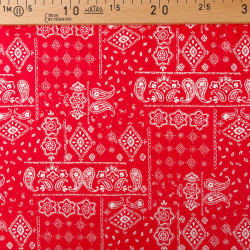 Popeline de Coton Imprimé Bandana Foulard Rouge Eclatant - Maison Klem