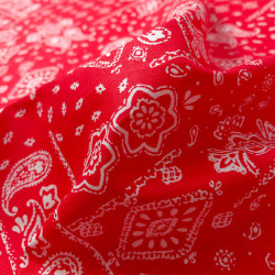 Popeline de Coton Imprimé Bandana Foulard Rouge Eclatant - Maison Klem