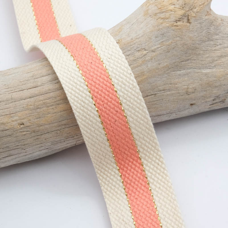 Sangle Coton Lurex Bicolore Saumon - Maison Klem