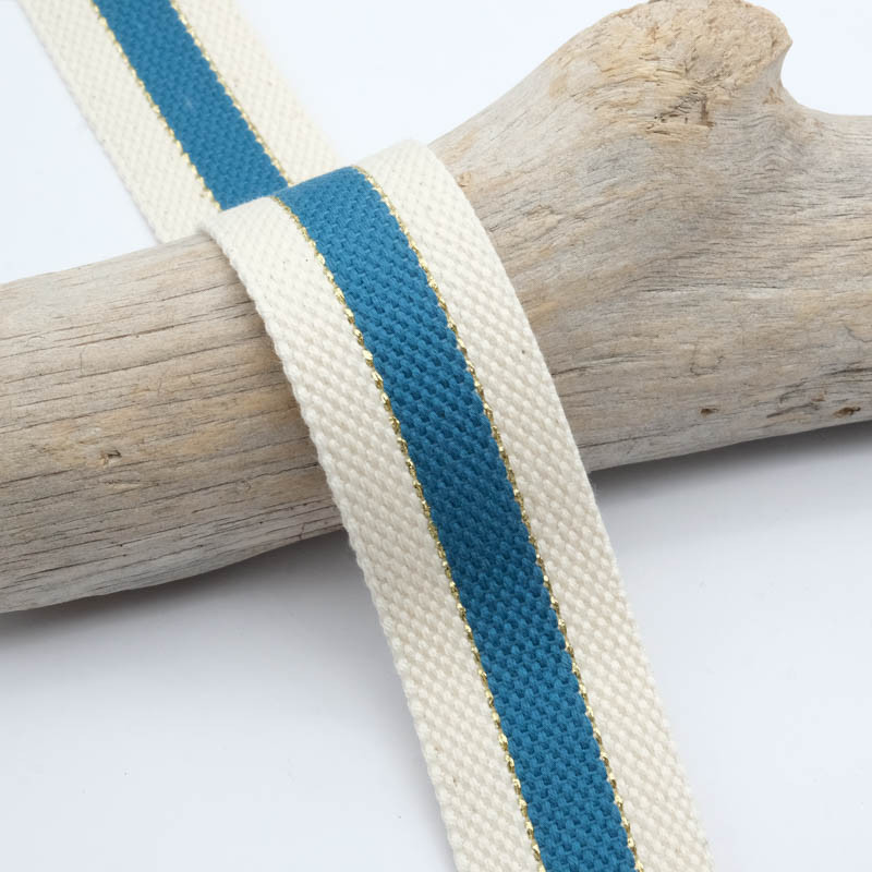 Sangle Coton Lurex Bicolore Pétrole - Maison Klem