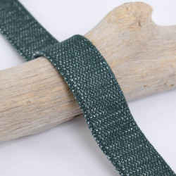 Sangle Coton Lurex Argent 30MM Vert Bouteille - Maison Klem