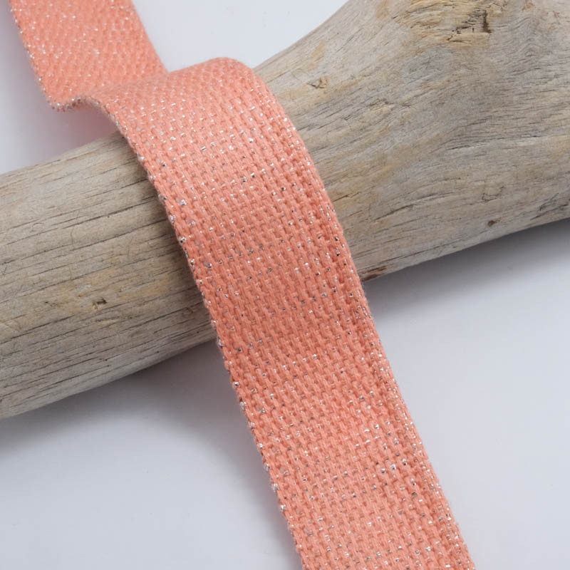 Sangle Coton Lurex Argent 30MM Blush - Maison Klem