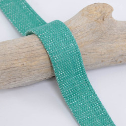 Sangle Coton Lurex Argent 30MM Emeraude - Maison Klem