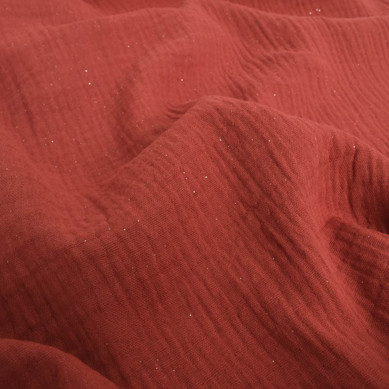 Double Gaze Pailletée Terracotta Argent - Maison Klem