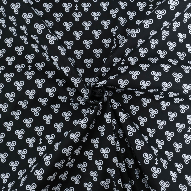 Coton Imprimé Bretagne Triskèle Fond Noir - Maison Klem