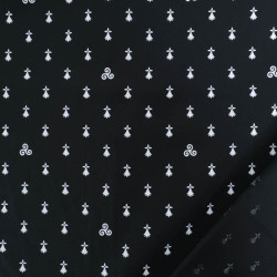 Coton Imprimé Bretagne Hermine Fond Noir - Maison Klem