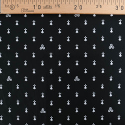 Coton Imprimé Bretagne Hermine Fond Noir - Maison Klem