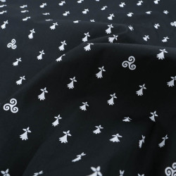 Coton Imprimé Bretagne Hermine Fond Noir - Maison Klem