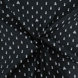 Coton Imprimé Bretagne Hermine Fond Noir - Maison Klem