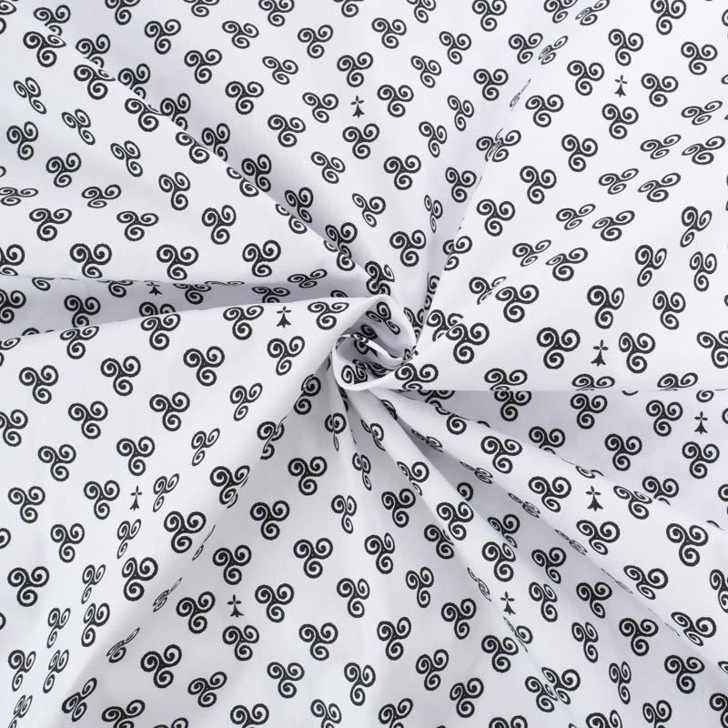 Coton Imprimé Bretagne Triskèle Fond Blanc - Maison Klem