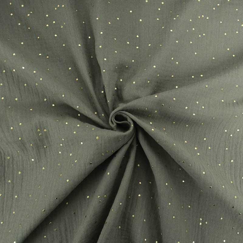 Double Gaze Pois Dorés Army - Maison Klem