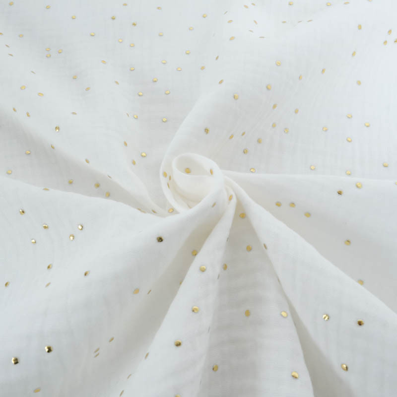 Double Gaze Pois Dorés Blanc Cassé - Maison Klem