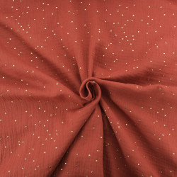 Double Gaze Pois Dorés Terracotta - Maison Klem