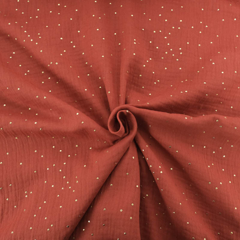 Double Gaze Pois Dorés Terracotta - Maison Klem