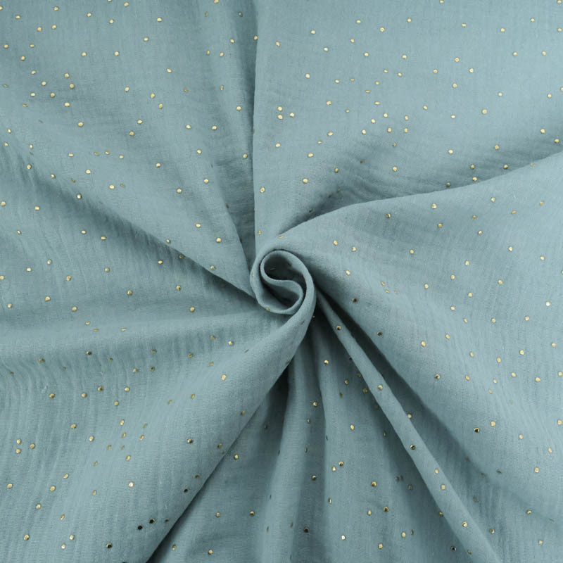 Double Gaze Pois Dorés Océan - Maison Klem