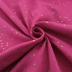 Double Gaze Pois Dorés Framboise - Maison Klem