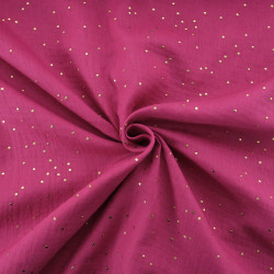 Double Gaze Pois Dorés Framboise - Maison Klem