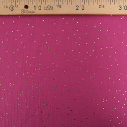 Double Gaze Pois Dorés Framboise - Maison Klem