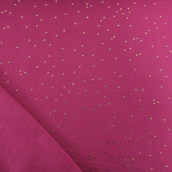 Double Gaze Pois Dorés Framboise - Maison Klem