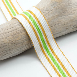 Sangle Coton 30mm Rayures Moutarde Blanc Vert Fluo - Maison Klem