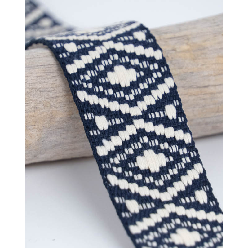 Sangle Fantaisie Losanges Navy 38MM - Maison Klem