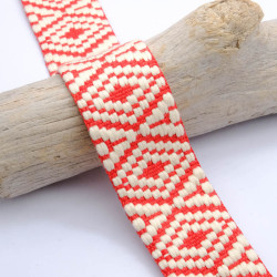 Sangle Fantaisie Losanges Rouge 38MM - Maison Klem