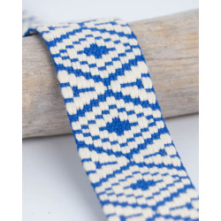 Sangle Fantaisie Losanges Bleu 38MM - Maison Klem