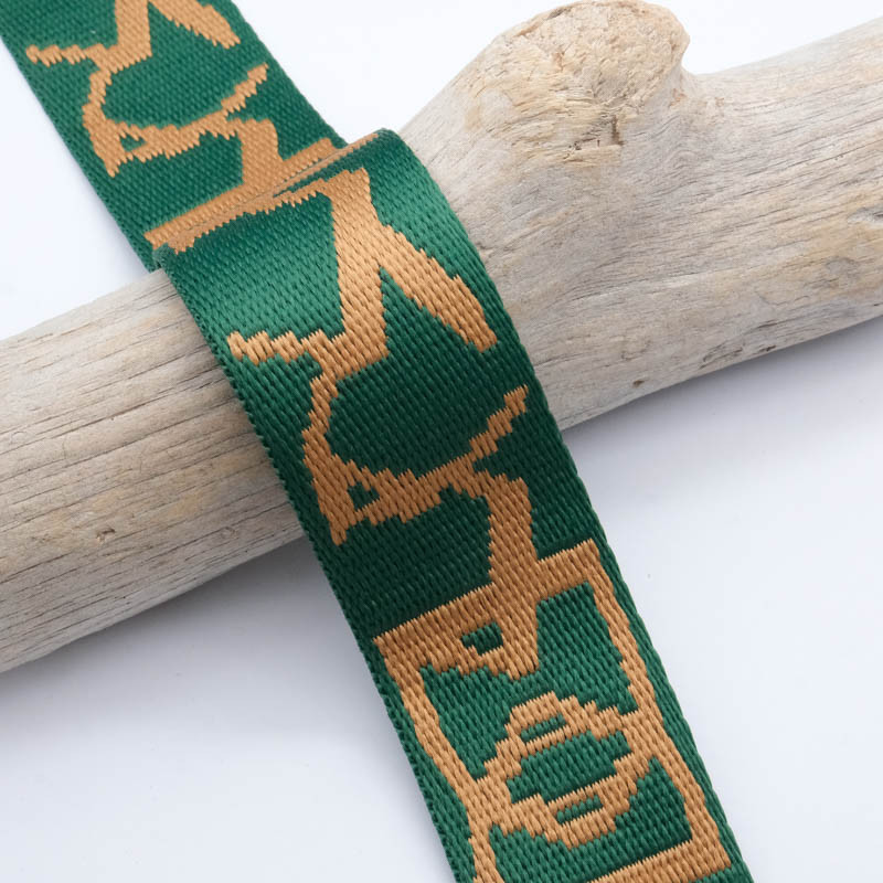 Sangle Fantaisie Jacquard Marron Vert 38MM - Maison Klem