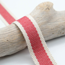 Sangle Coton Effet Lin Rayure Rouge 30mm - Maison Klem