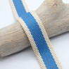 Sangle Coton Effet Lin Rayure Bleu 30mm - Maison Klem