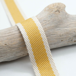 Sangle Coton Effet Lin Rayure Jaune 30mm - Maison Klem