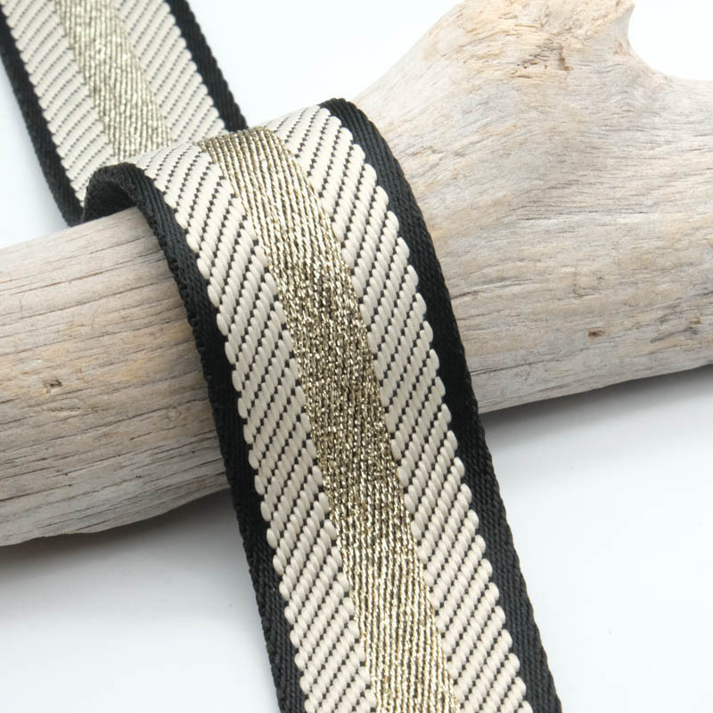 Sangle Lurex Chevrons Beige 38 mm - Maison Klem