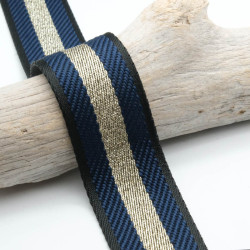 Sangle Lurex Chevrons Bleu Marine 38 mm - Maison Klem