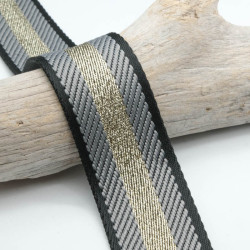 Sangle Lurex Chevrons Gris 38 mm - Maison Klem