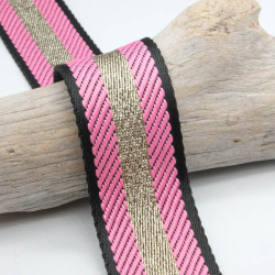 Sangle Lurex Chevrons Rose 38 mm - Maison Klem
