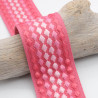 Sangle Fantaisie Petits Losanges Brodés Rose 50mm - Maison Klem