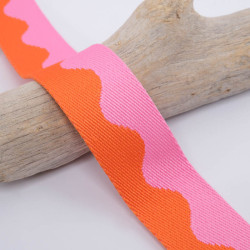 Sangle Bicolore Waves Rose et Orange 38mm - Maison Klem