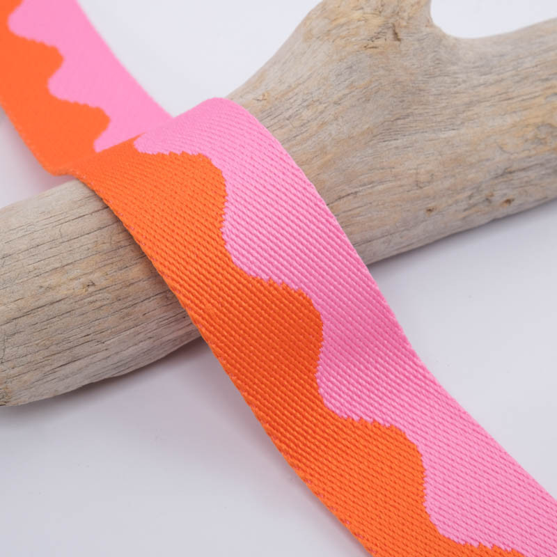 Sangle Bicolore Waves Rose et Orange 38mm - Maison Klem