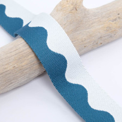 Sangle Bicolore Waves Blanc et Bleu 38mm - Maison Klem