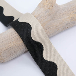 Sangle Bicolore Waves Beige et Noir 38mm - Maison Klem