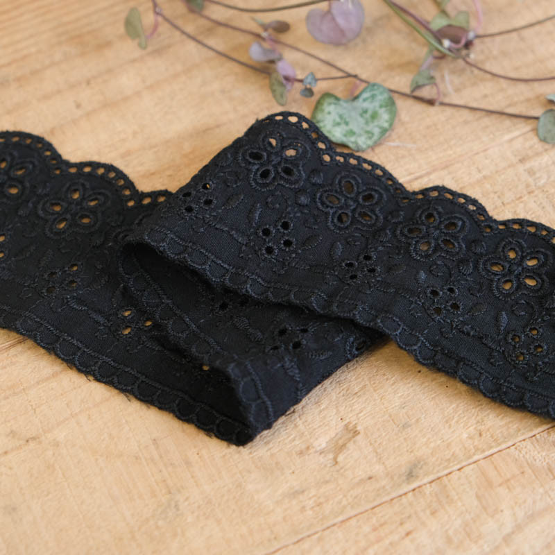 Galon Broderie Anglaise Noir - Lily - Maison Klem