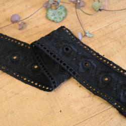 Galon Broderie Anglaise Noir - Penelope - Maison Klem