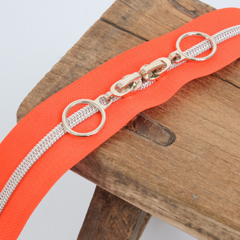 Fermeture En Nylon Double Curseur Orange Fluo 40CM - Maison Klem