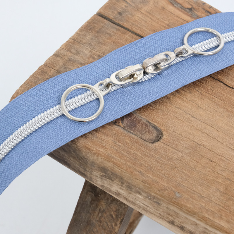 Fermeture En Nylon Double Curseur Bleu Jean 40CM - Maison Klem