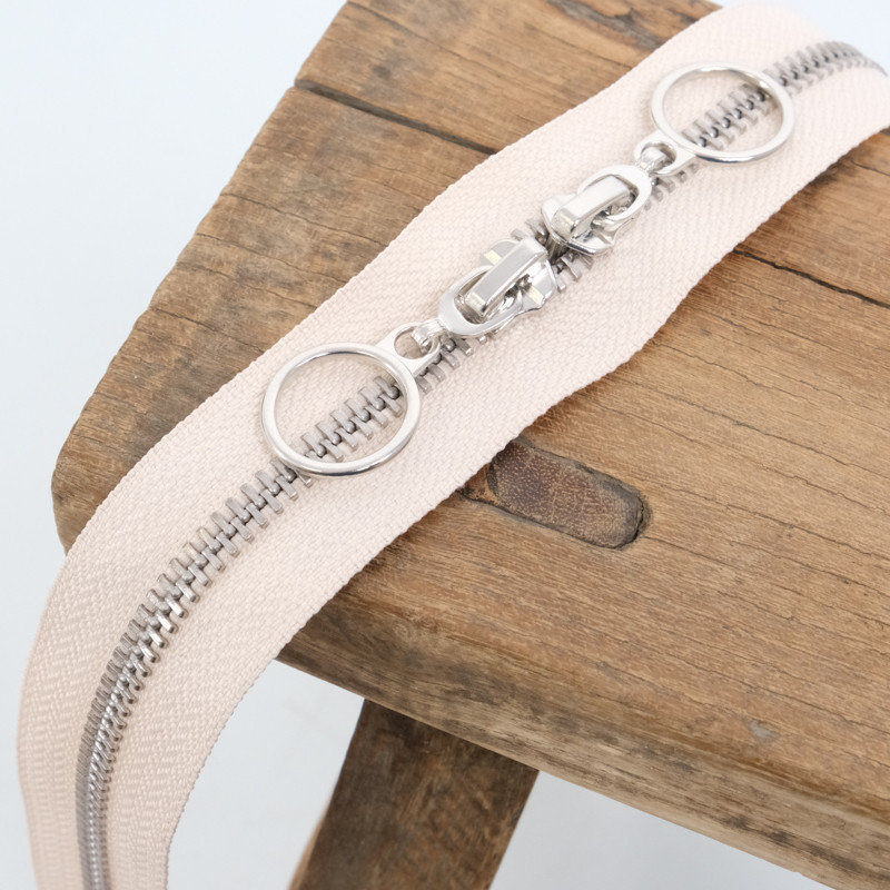 Fermeture Double Curseur Cercle Argent Nude - Maison Klem