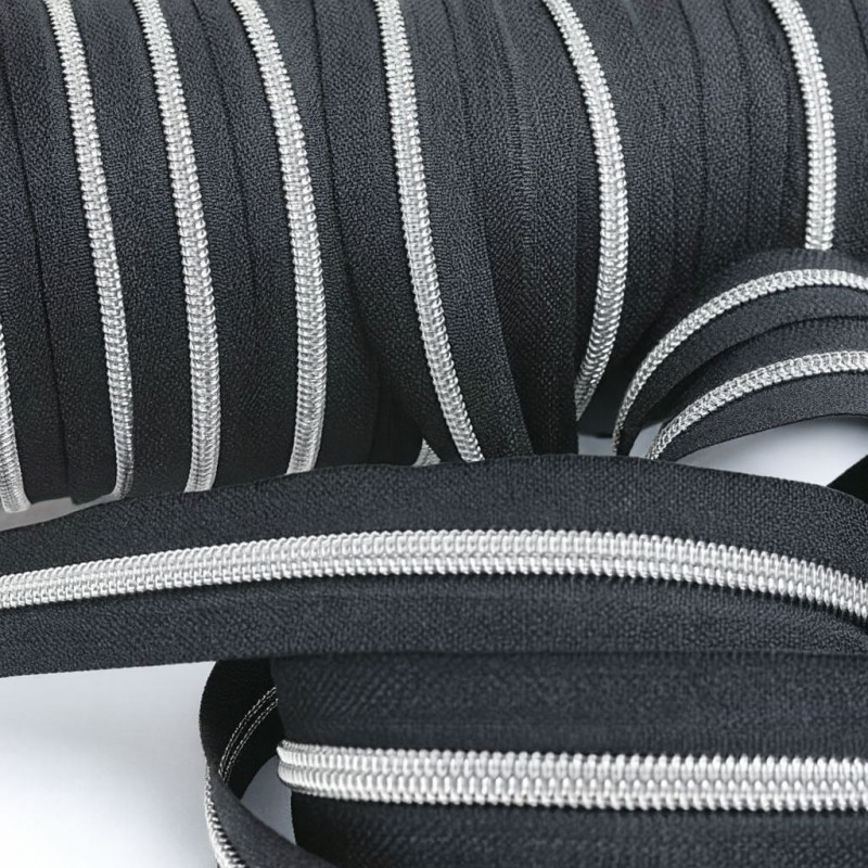Fermeture Au Mètre Noire Argent 3mm - Maison Klem