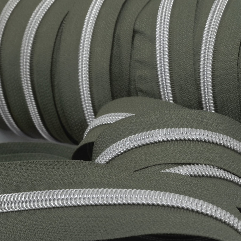 Fermeture Au Mètre Kaki Argent 3mm - Maison Klem