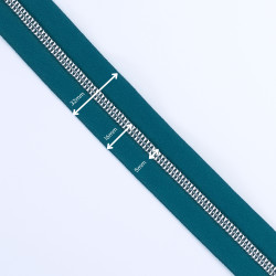 Fermeture Au Mètre Bleu Paon Argent 5mm - Maison Klem