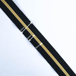 Fermeture Au Mètre Noire Or 5mm - Maison Klem