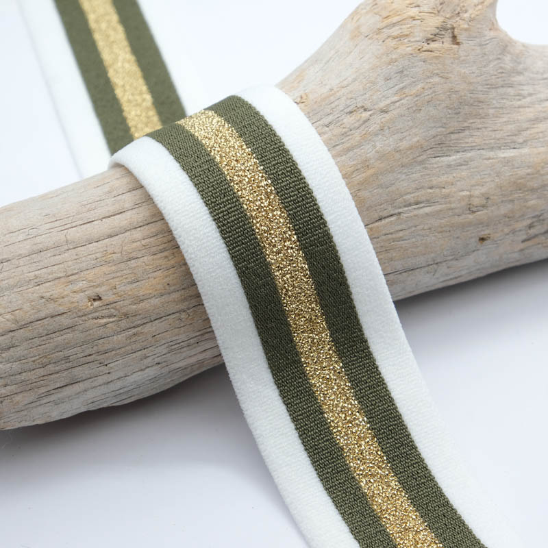 Gold Striped Flat Elastic Band, 35 mm